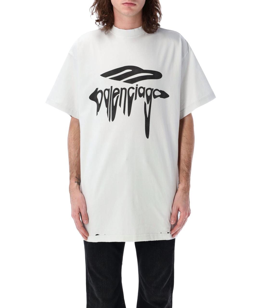 BALENCIAGA Белая хлопковая футболка, фото 4