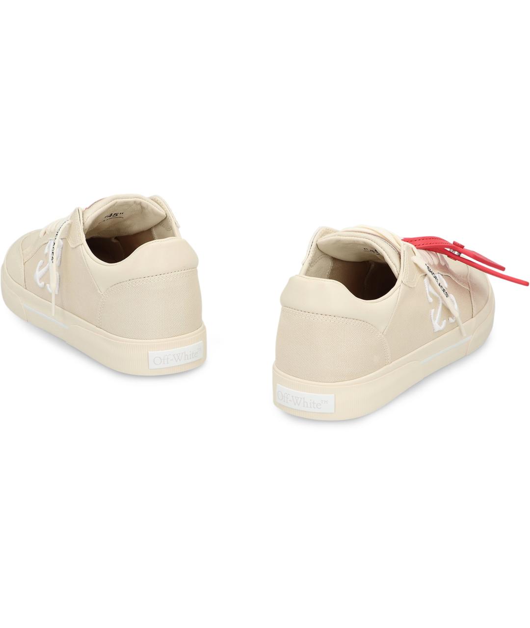 OFF-WHITE Бежевые текстильные низкие кроссовки / кеды, фото 4