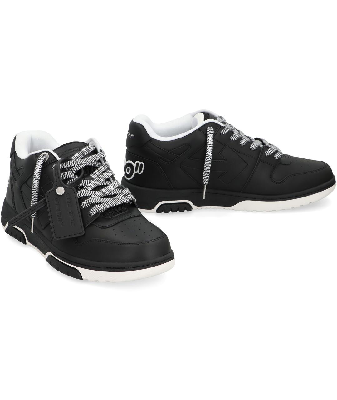 OFF-WHITE Черные кожаные низкие кроссовки / кеды, фото 2