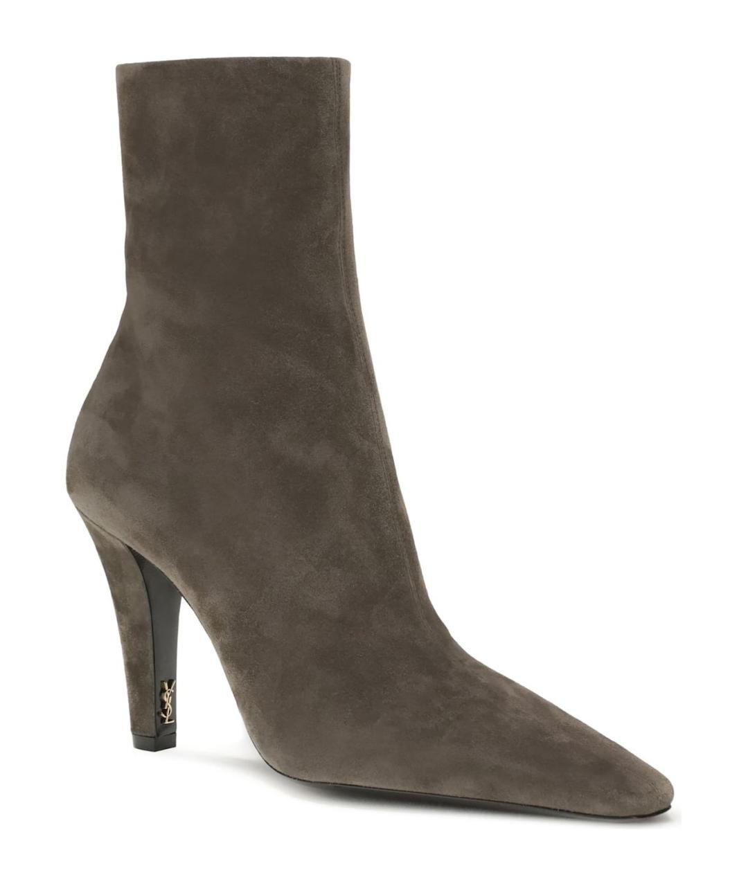 SAINT LAURENT Серые замшевые ботильоны, фото 2
