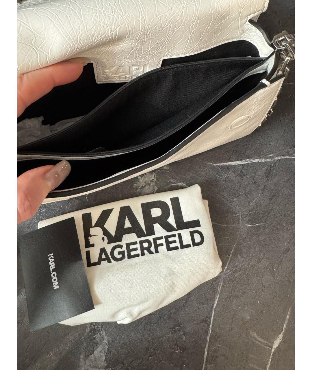 KARL LAGERFELD Белая сумка через плечо из искусственной кожи, фото 4