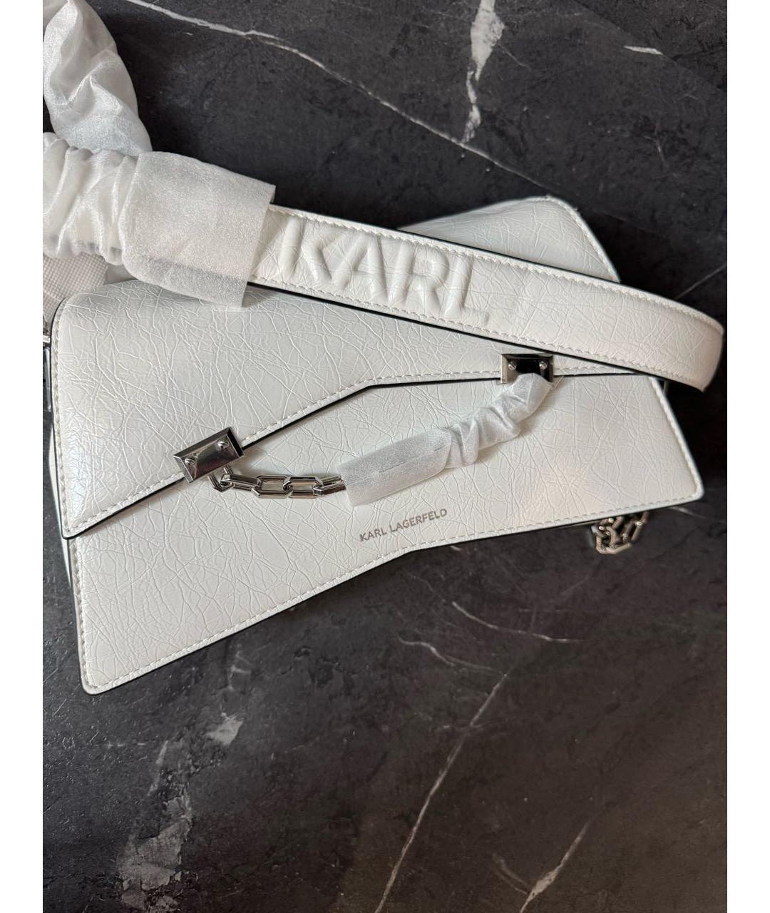 KARL LAGERFELD Белая сумка через плечо из искусственной кожи, фото 8