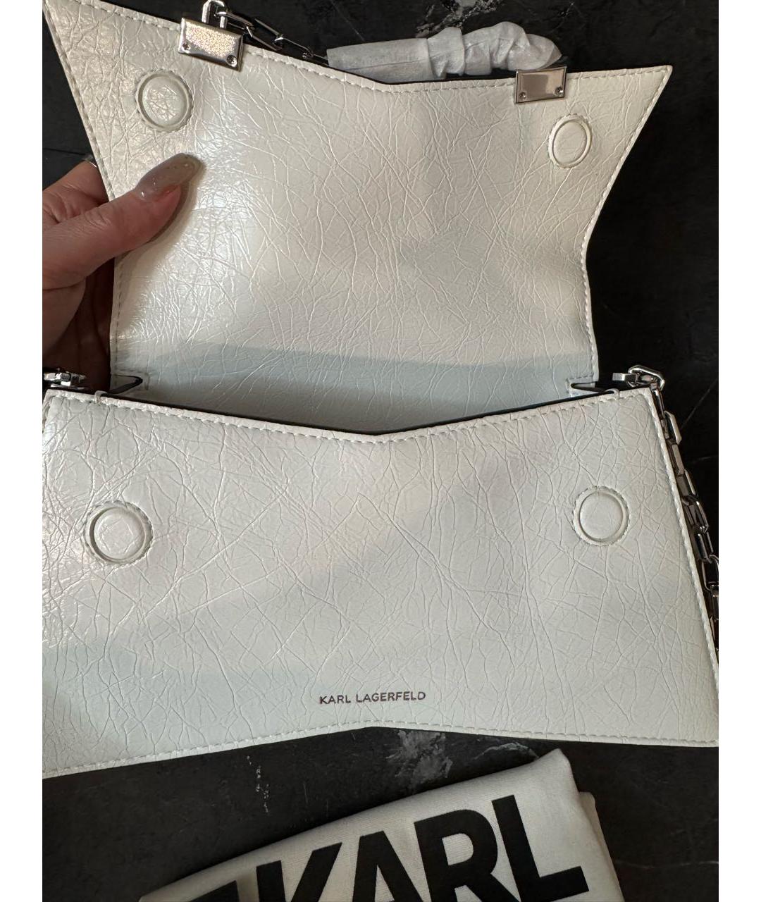 KARL LAGERFELD Белая сумка через плечо из искусственной кожи, фото 6