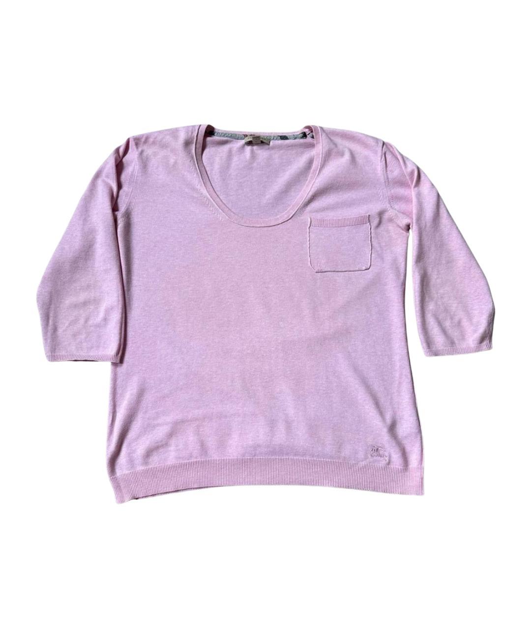 BURBERRY Розовый хлопковый джемпер / свитер, фото 1