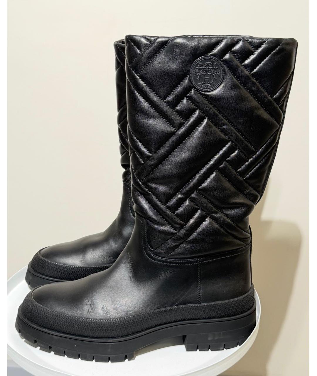 HERMES Черные кожаные сапоги, фото 2