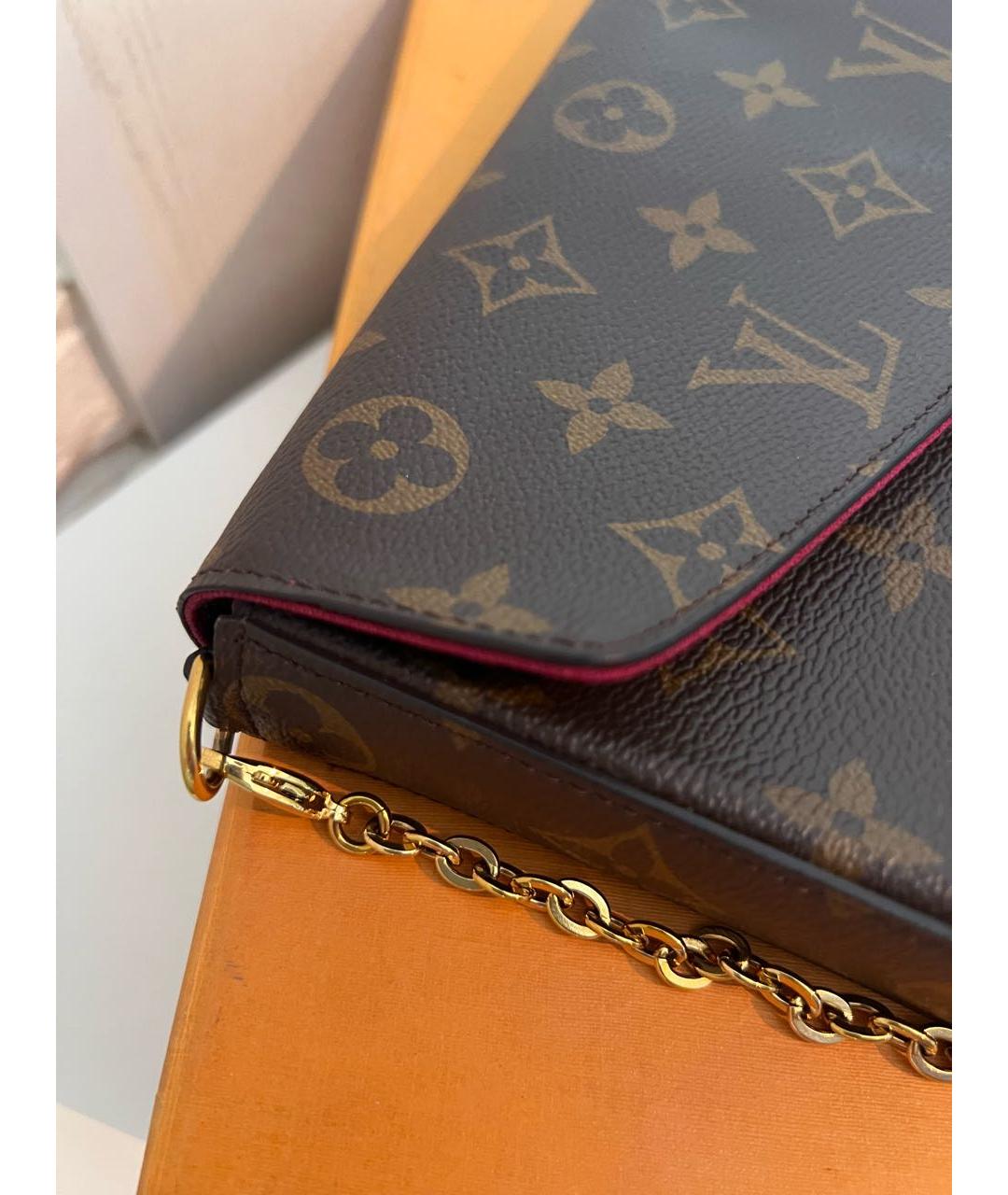 LOUIS VUITTON Коричневая кожаная сумка через плечо, фото 7