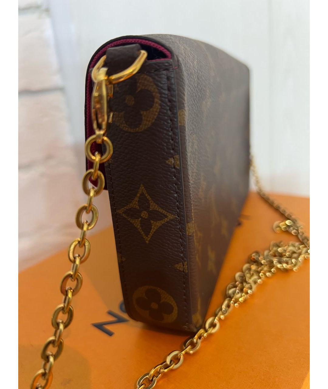 LOUIS VUITTON Коричневая кожаная сумка через плечо, фото 5