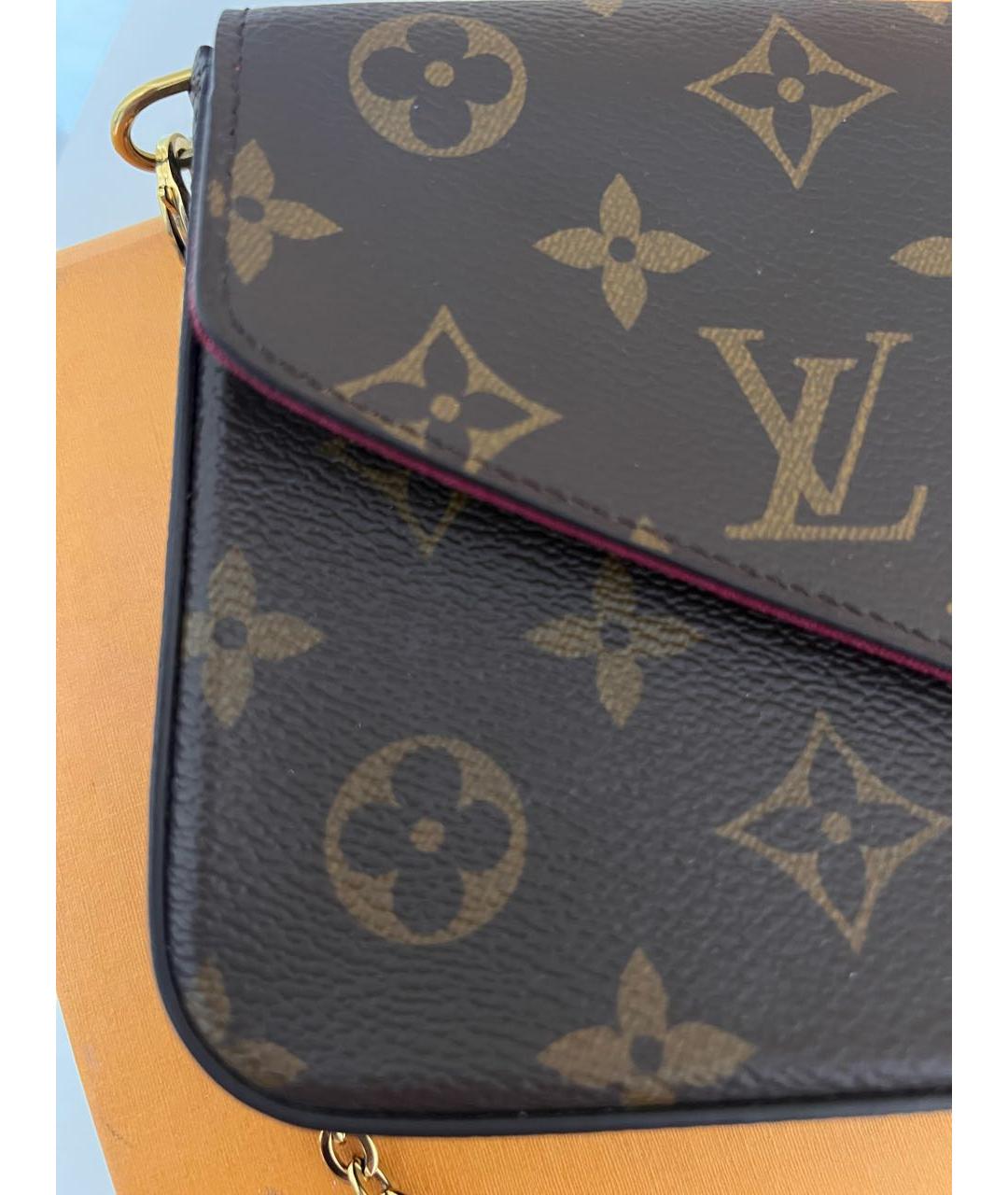 LOUIS VUITTON Коричневая кожаная сумка через плечо, фото 6