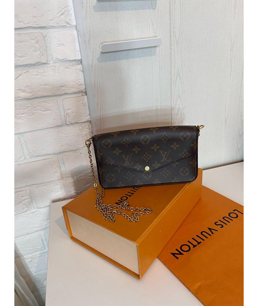 LOUIS VUITTON Коричневая кожаная сумка через плечо, фото 9