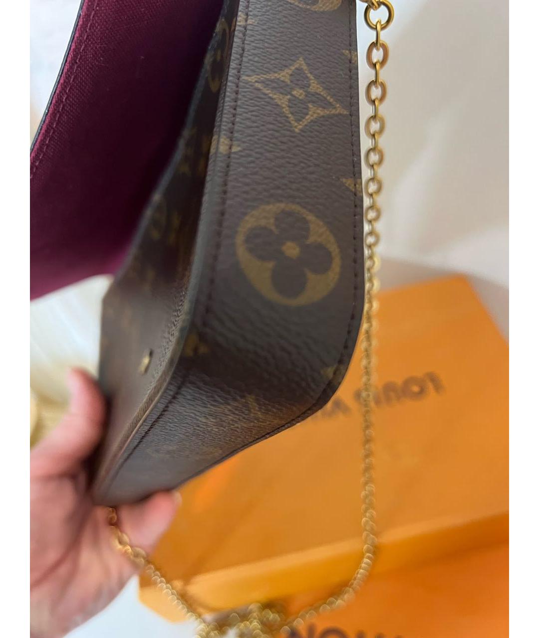 LOUIS VUITTON Коричневая кожаная сумка через плечо, фото 8