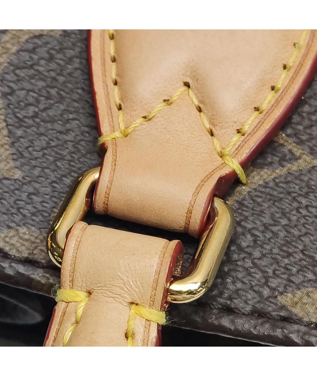 LOUIS VUITTON Коричневая кожаная сумка с короткими ручками, фото 7