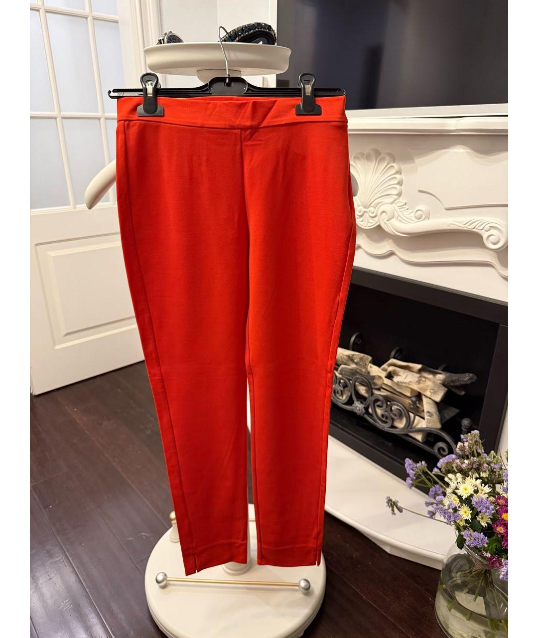 MAX MARA Оранжевое полиэстеровые брюки узкие, фото 3