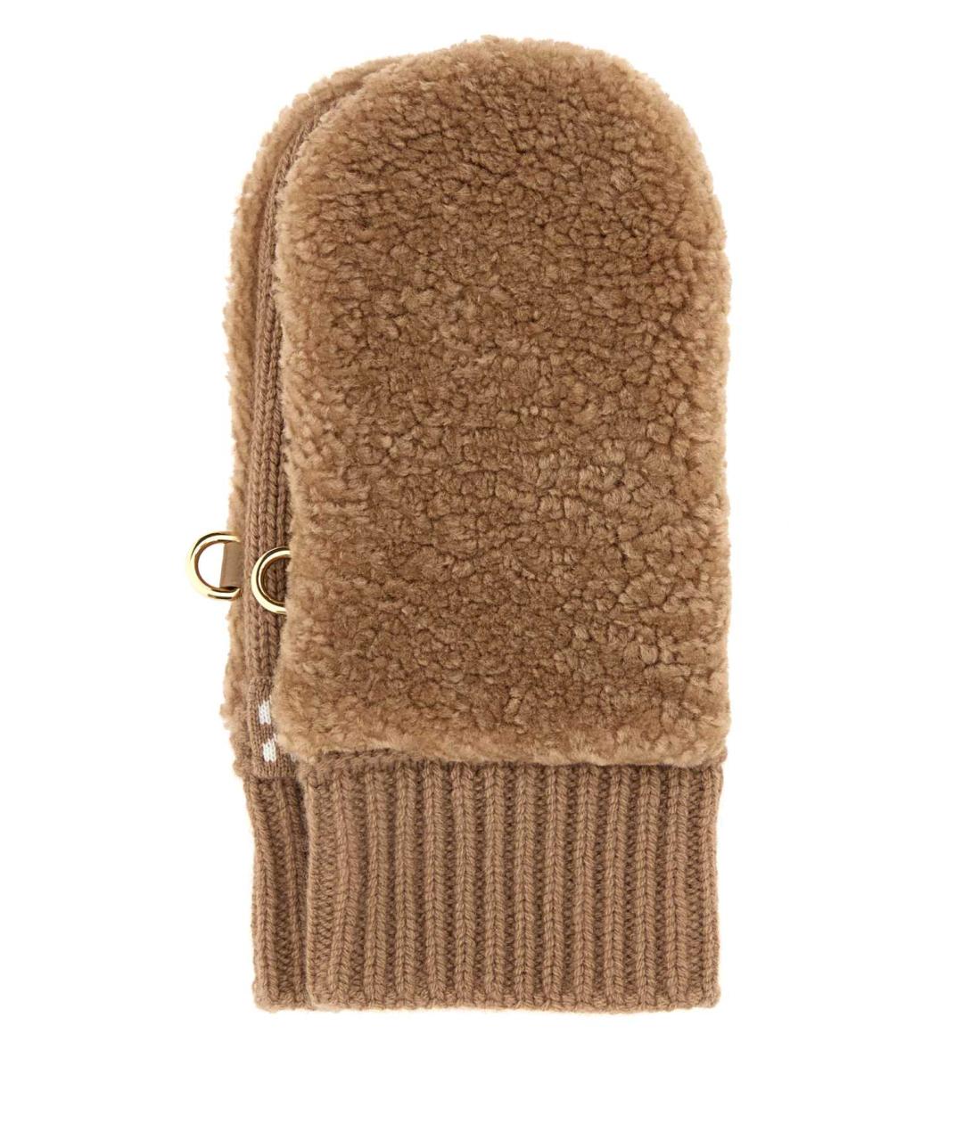 MIU MIU Бежевые шерстяные варежки, фото 1
