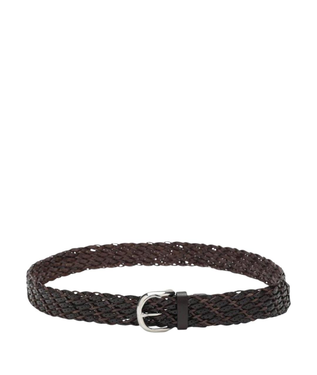 BRUNELLO CUCINELLI Коричневый кожаный ремень, фото 1