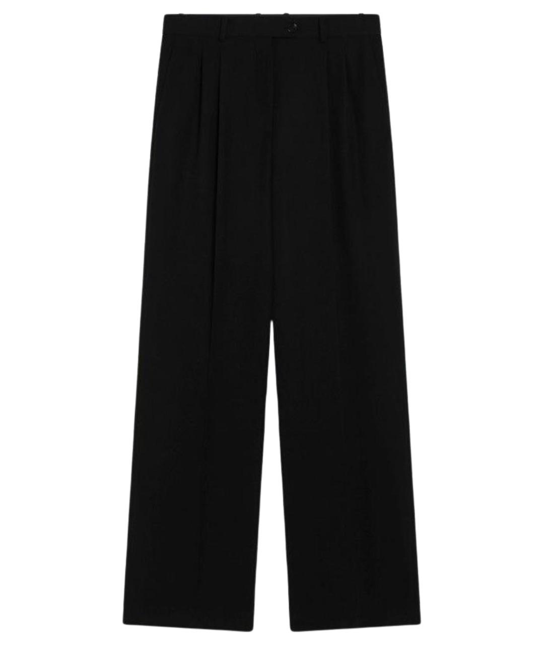 THE ROW Черные шерстяные прямые брюки, фото 1