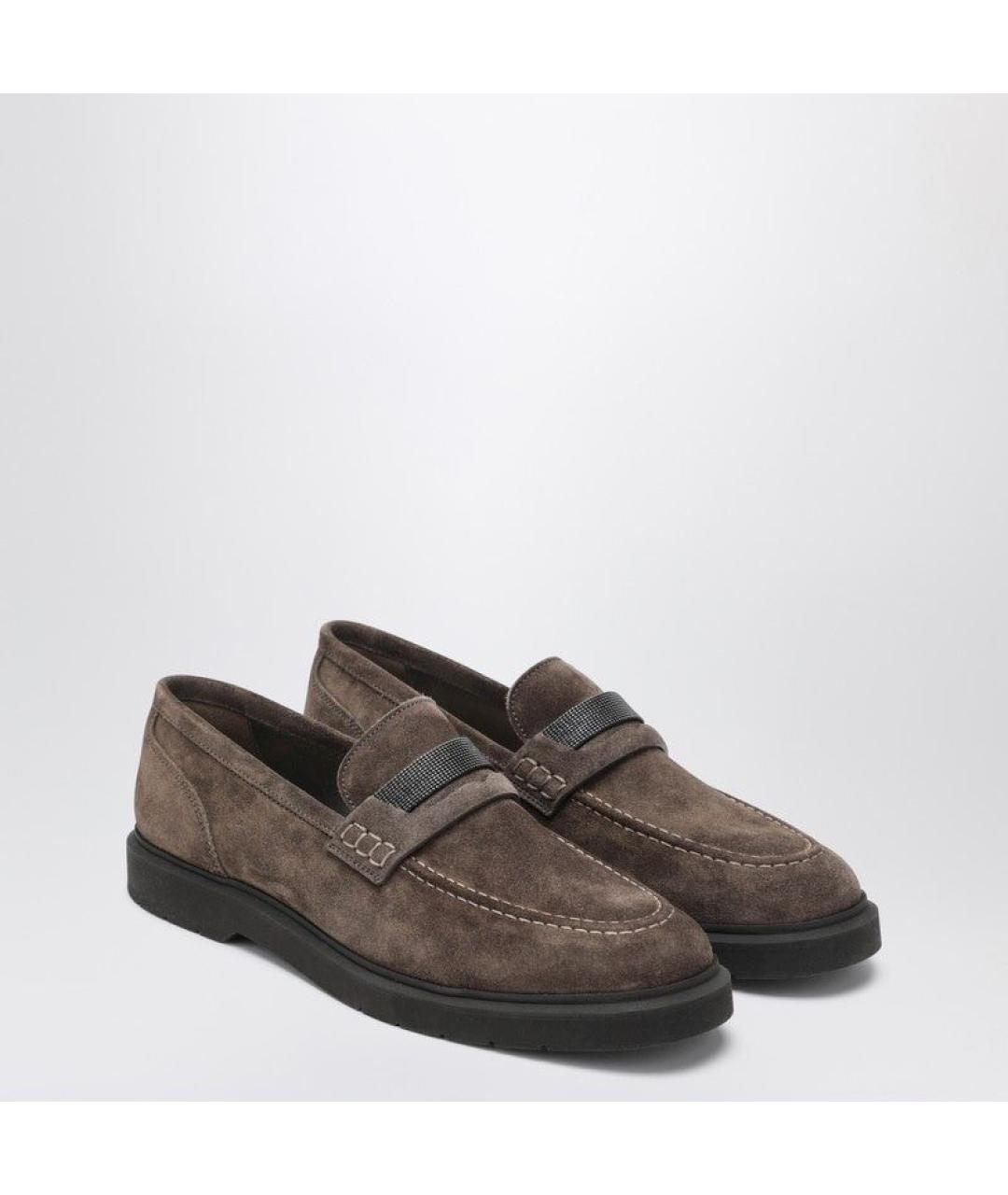 BRUNELLO CUCINELLI Коричневые замшевые лоферы, фото 2