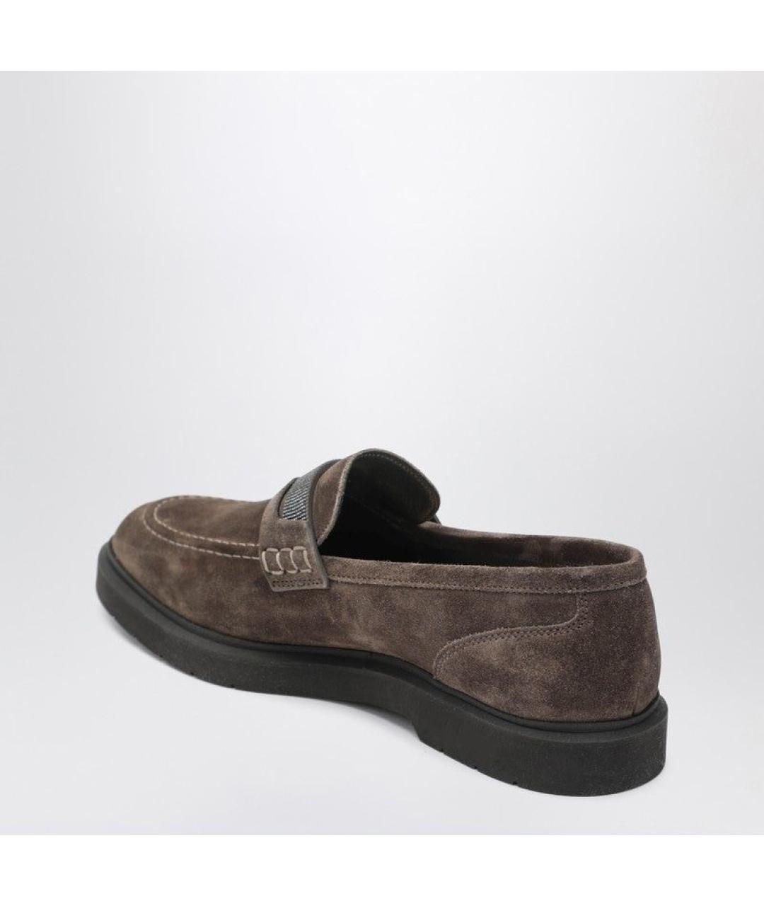 BRUNELLO CUCINELLI Коричневые замшевые лоферы, фото 3