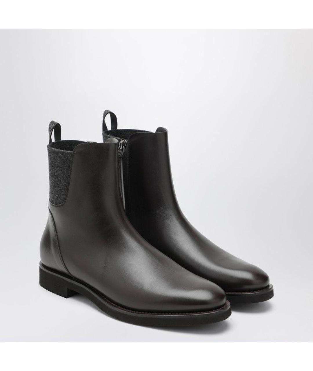 BRUNELLO CUCINELLI Коричневые кожаные ботинки, фото 2