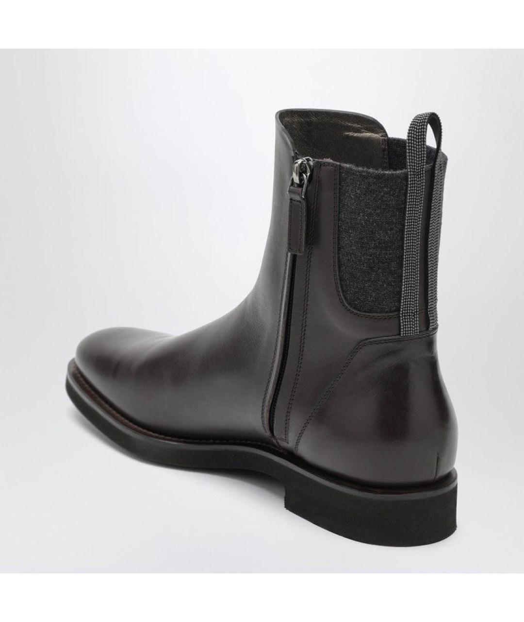 BRUNELLO CUCINELLI Коричневые кожаные ботинки, фото 3