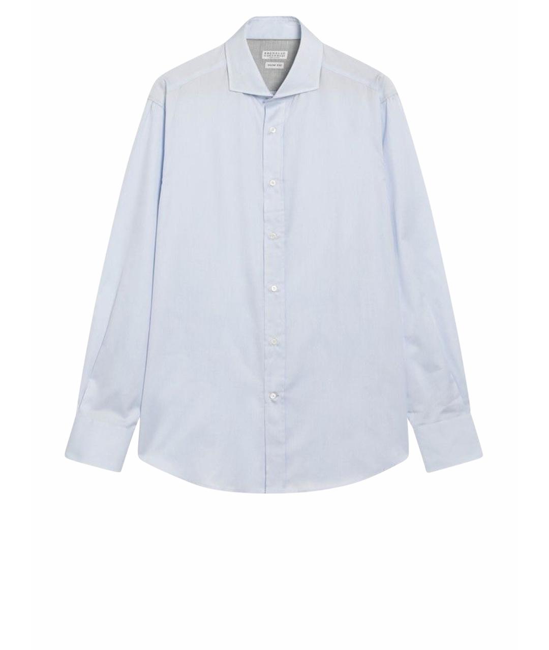 BRUNELLO CUCINELLI Голубая хлопковая кэжуал рубашка, фото 1