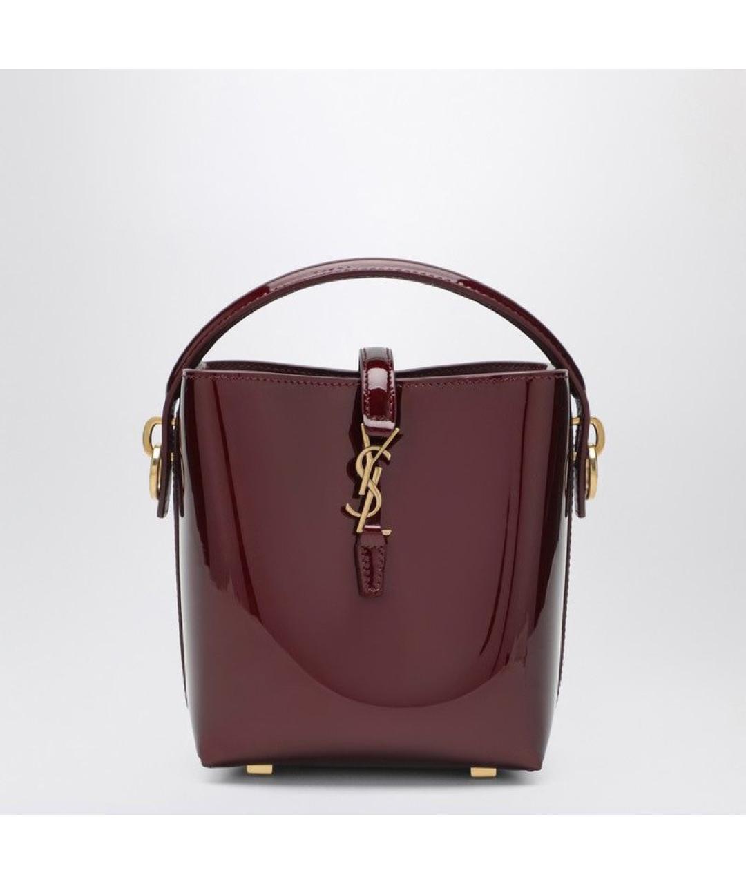 SAINT LAURENT Бордовая сумка через плечо из лакированной кожи, фото 3