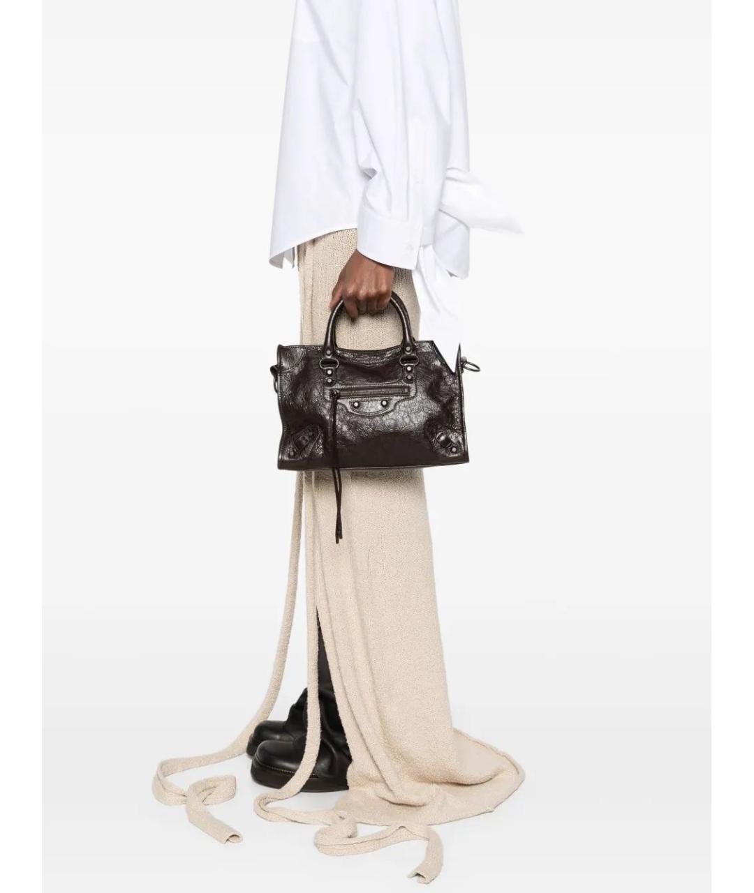 BALENCIAGA Коричневая кожаная сумка тоут, фото 2