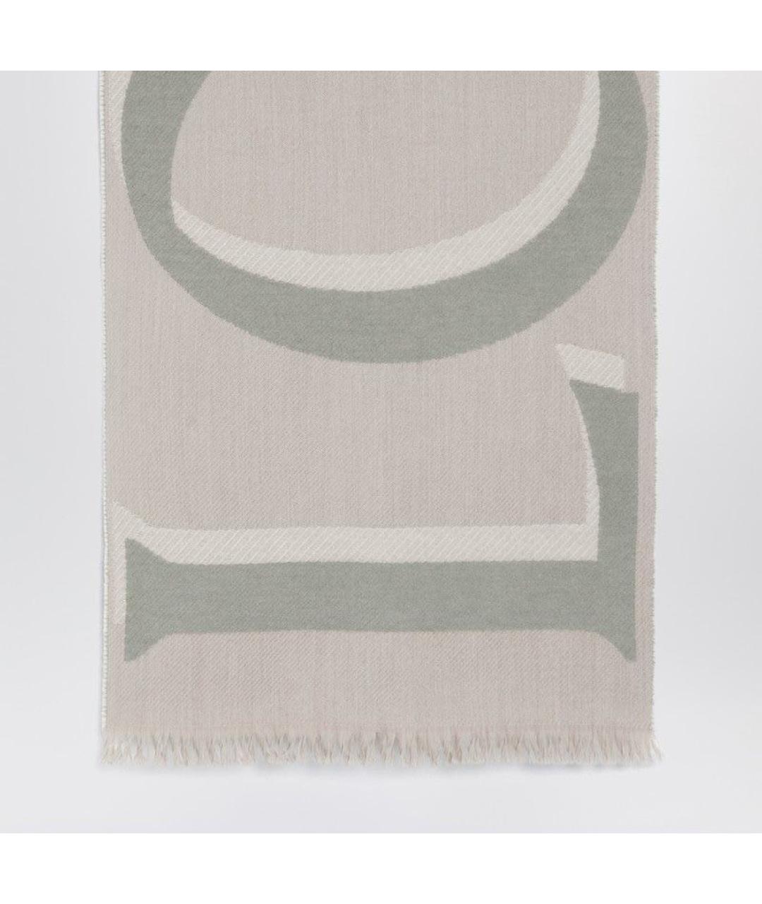 LOEWE Бежевый шерстяной шарф, фото 2