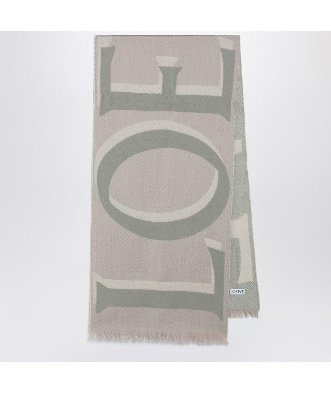 LOEWE Бежевый шерстяной шарф, фото 3