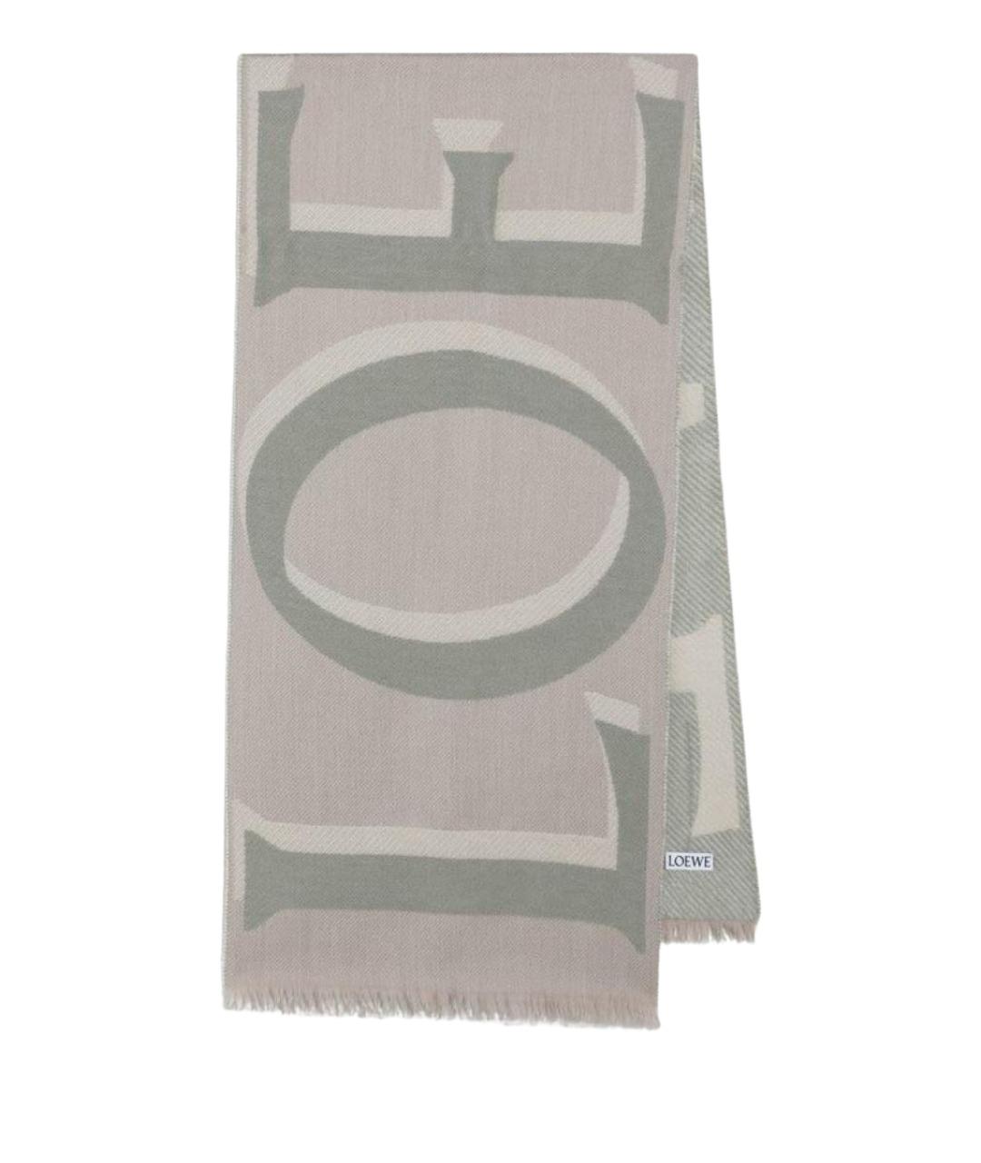 LOEWE Бежевый шерстяной шарф, фото 1