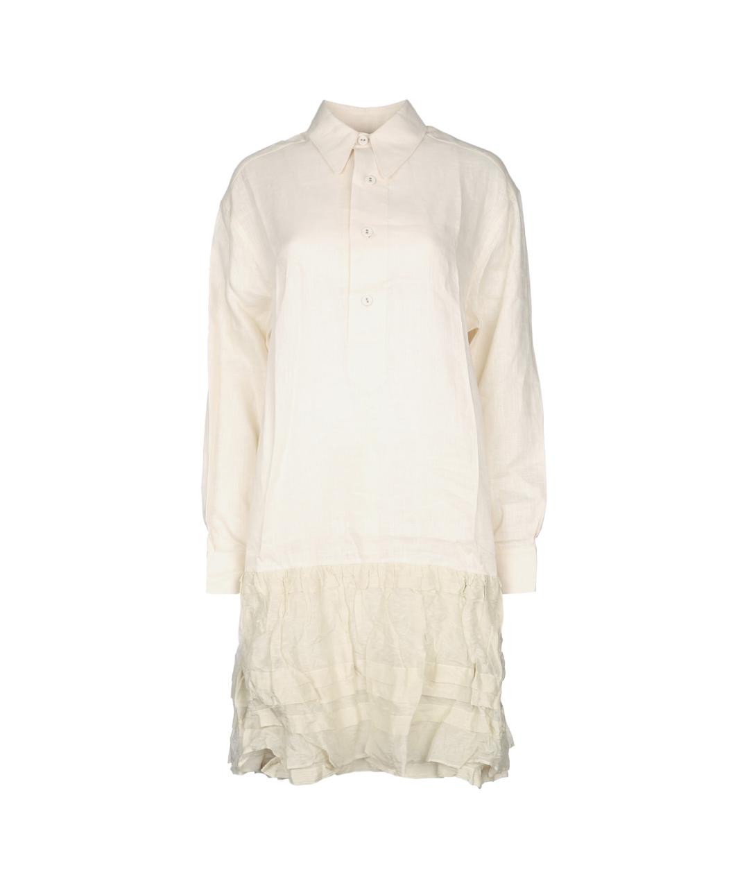 PRADA Бежевое льняное повседневное платье, фото 1