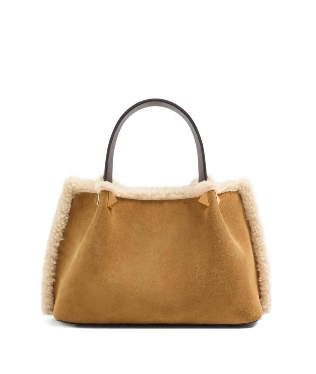 VALENTINO Бежевая замшевая сумка тоут, фото 2