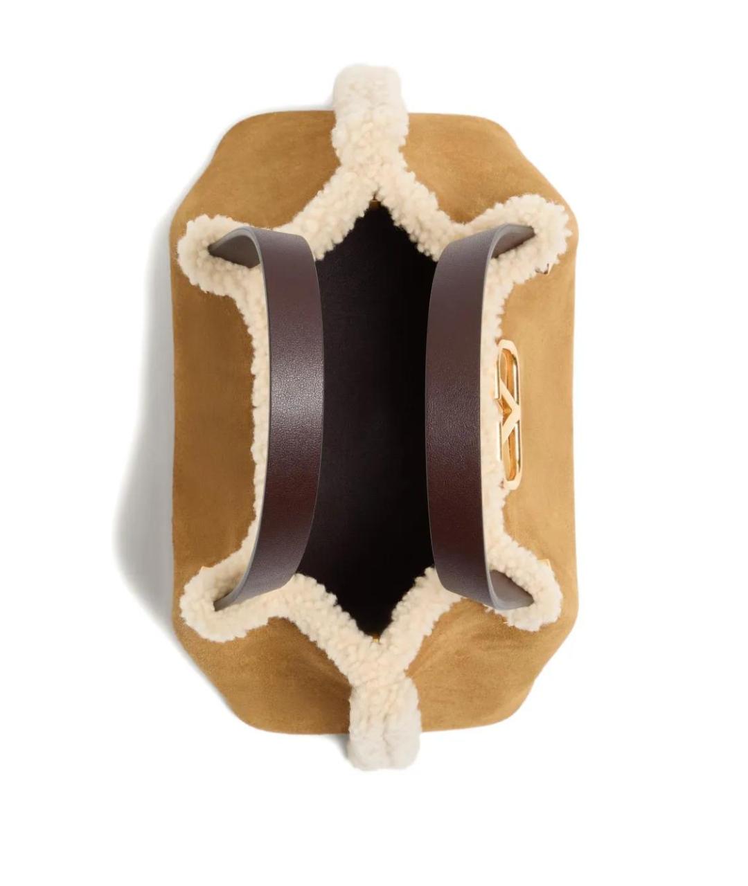 VALENTINO Бежевая замшевая сумка тоут, фото 5