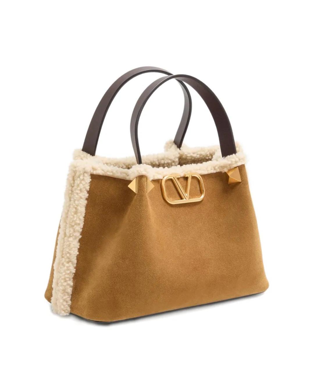 VALENTINO Бежевая замшевая сумка тоут, фото 1