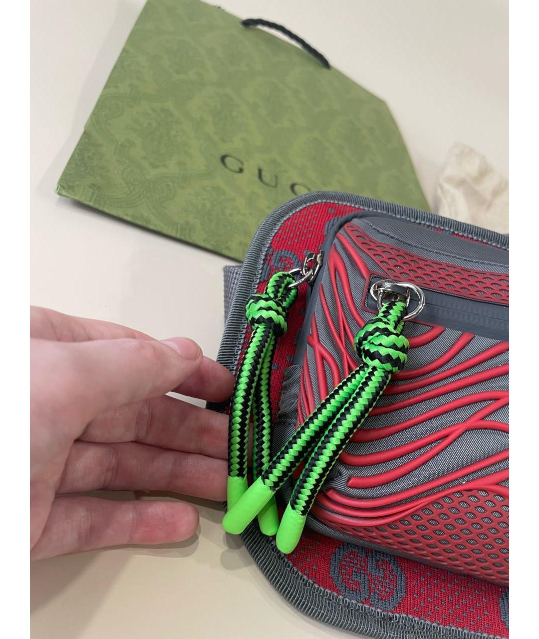 GUCCI Красная синтетическая поясная сумка, фото 8