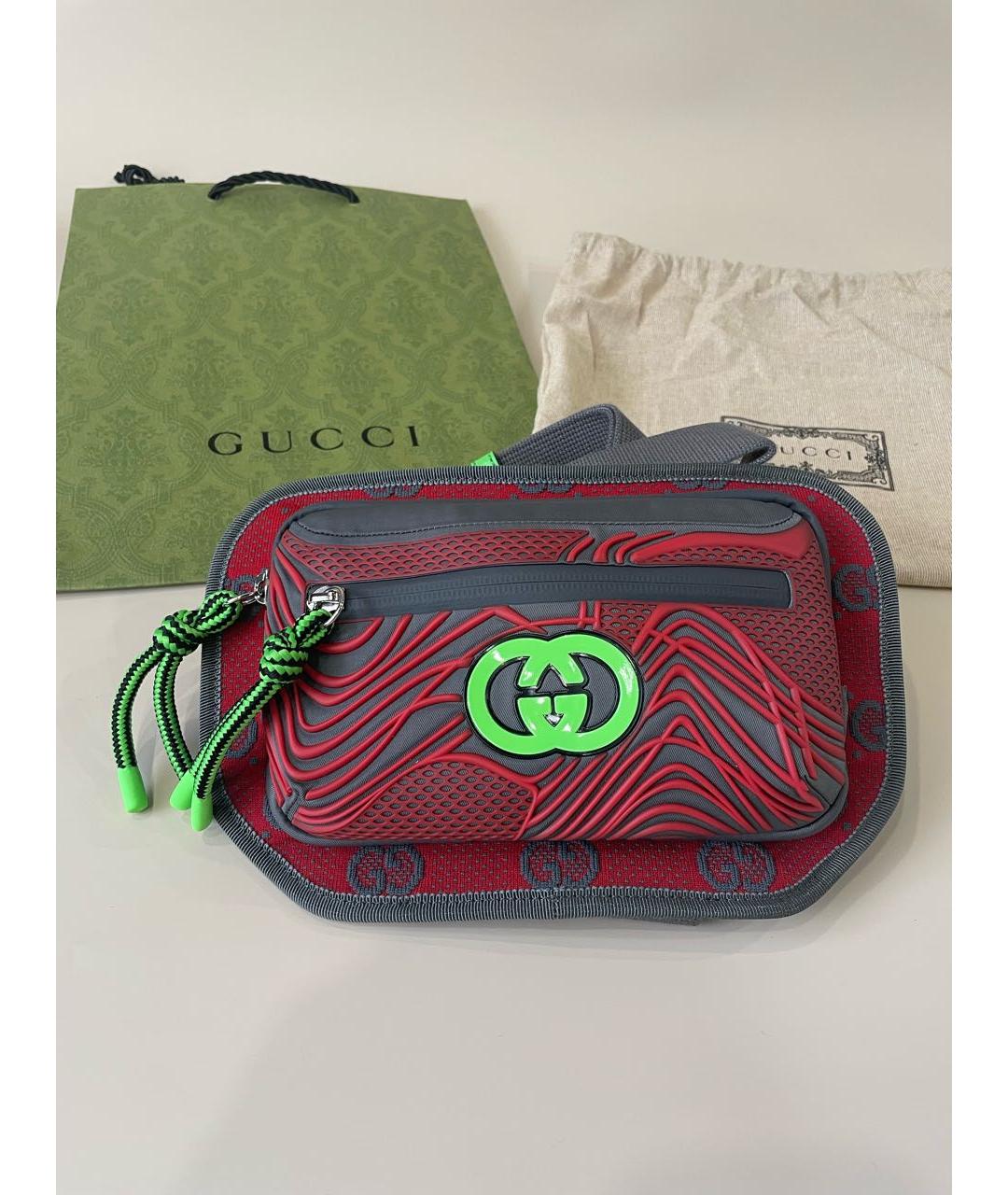 GUCCI Красная синтетическая поясная сумка, фото 6