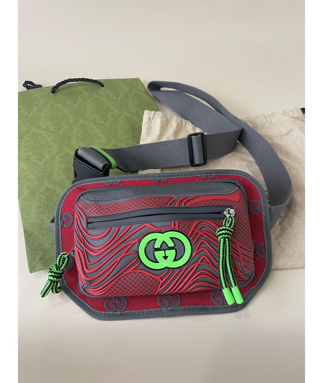 GUCCI Красная синтетическая поясная сумка, фото 4