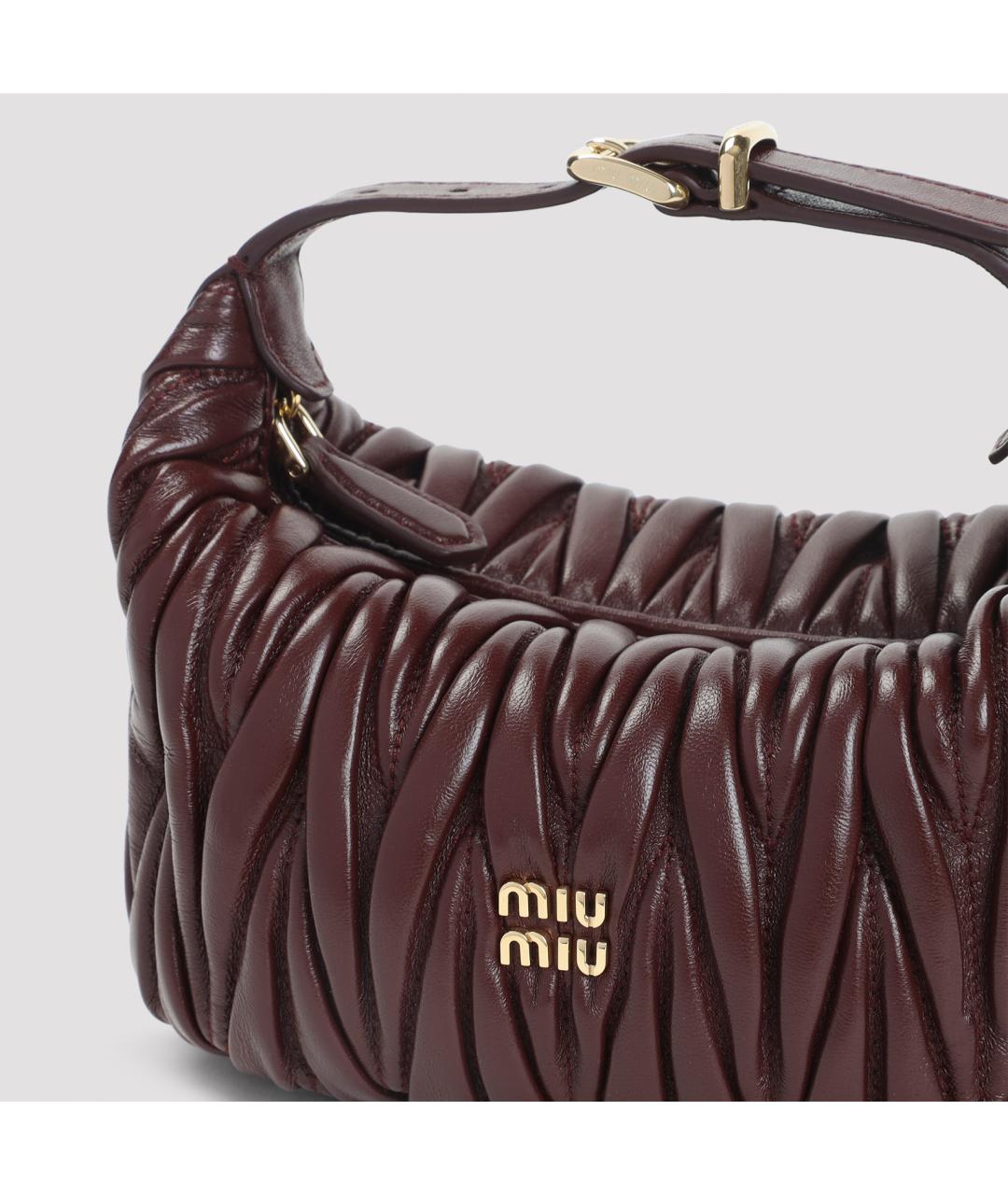 MIU MIU Бордовая кожаная сумка через плечо, фото 4
