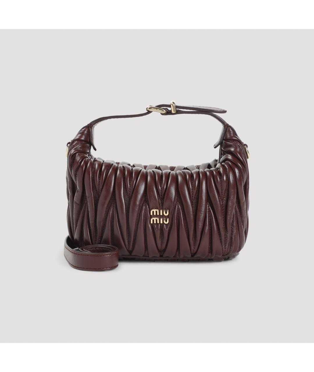 MIU MIU Бордовая кожаная сумка через плечо, фото 2