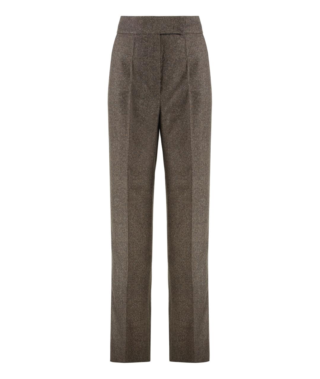 MAX MARA Коричневые шерстяные прямые брюки, фото 1