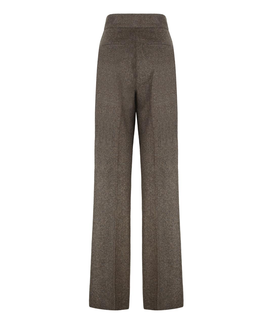 MAX MARA Коричневые шерстяные прямые брюки, фото 2
