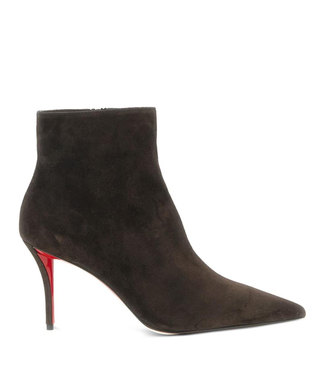 CHRISTIAN LOUBOUTIN Коричневые замшевые ботильоны, фото 1