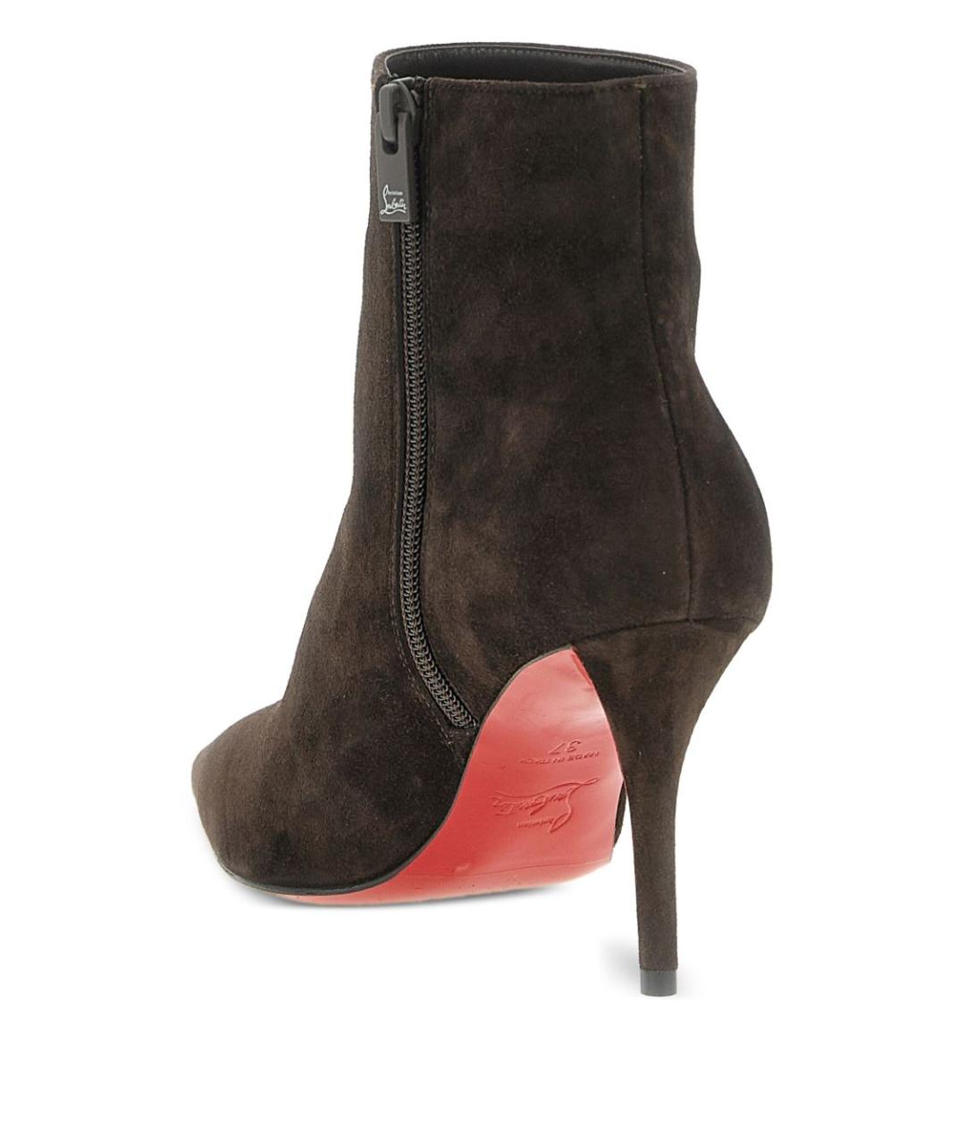 CHRISTIAN LOUBOUTIN Коричневые замшевые ботильоны, фото 3