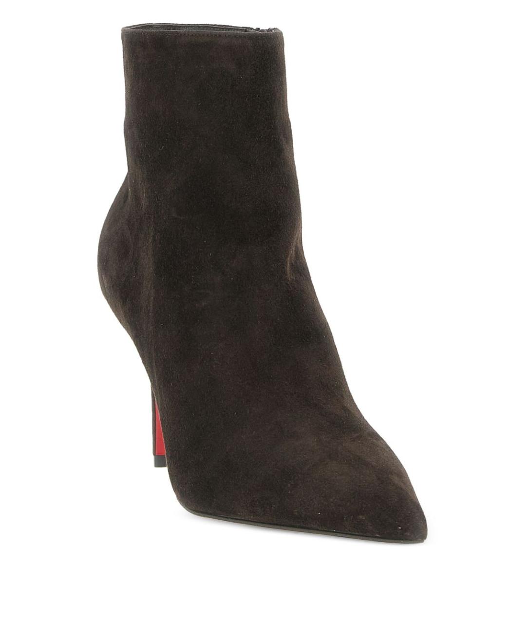 CHRISTIAN LOUBOUTIN Коричневые замшевые ботильоны, фото 2