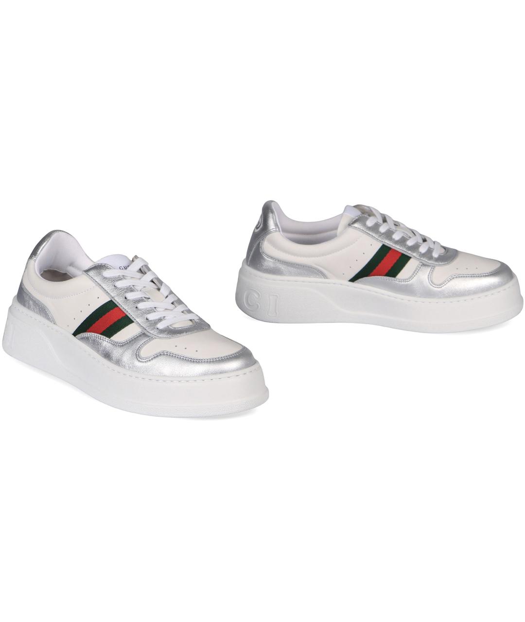 GUCCI Белые кожаные кеды, фото 3