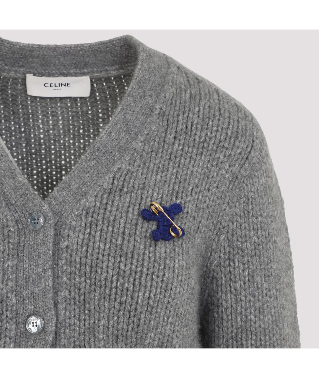 CELINE Серый кашемировый кардиган, фото 5