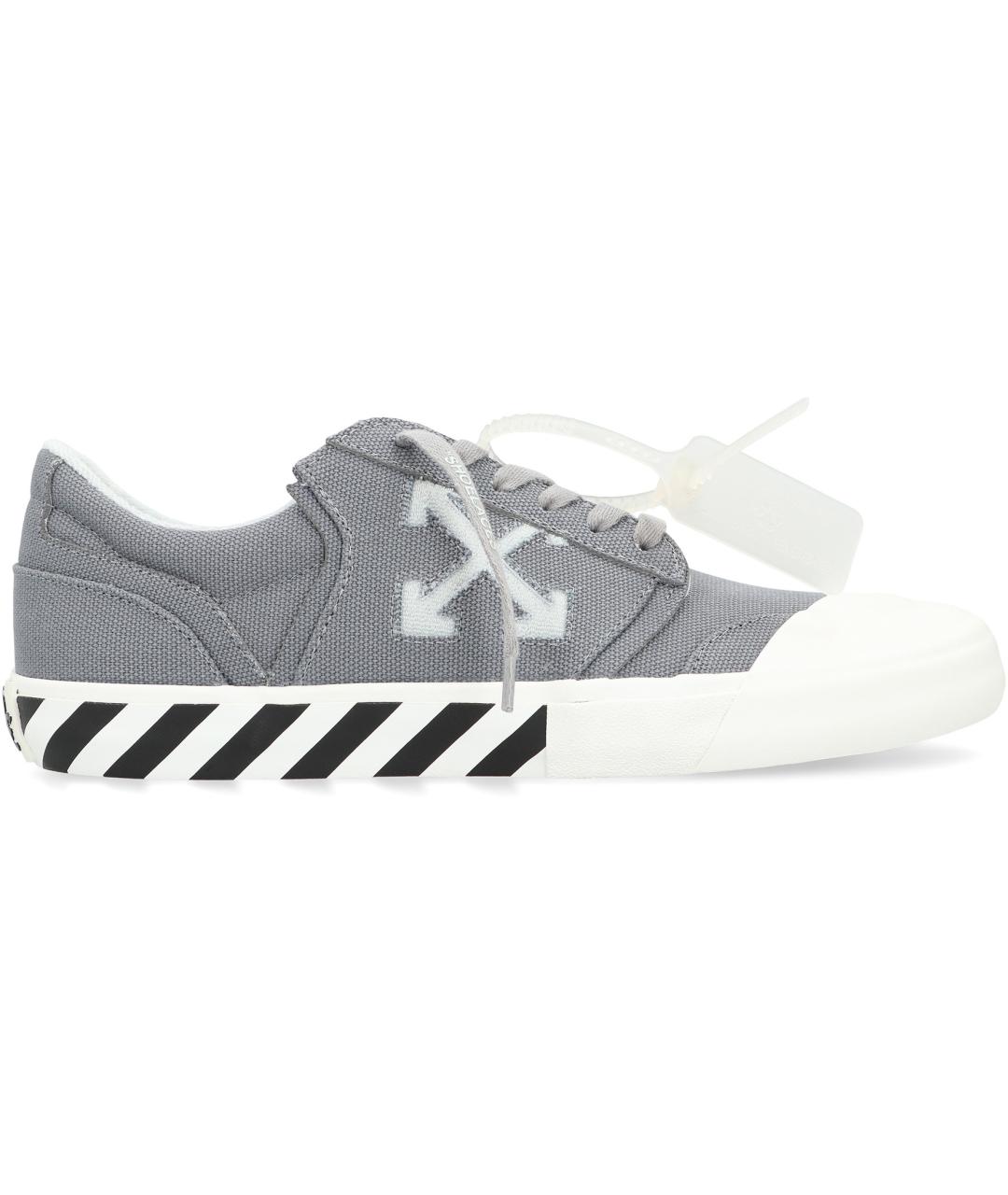 OFF-WHITE Серые текстильные низкие кроссовки / кеды, фото 2