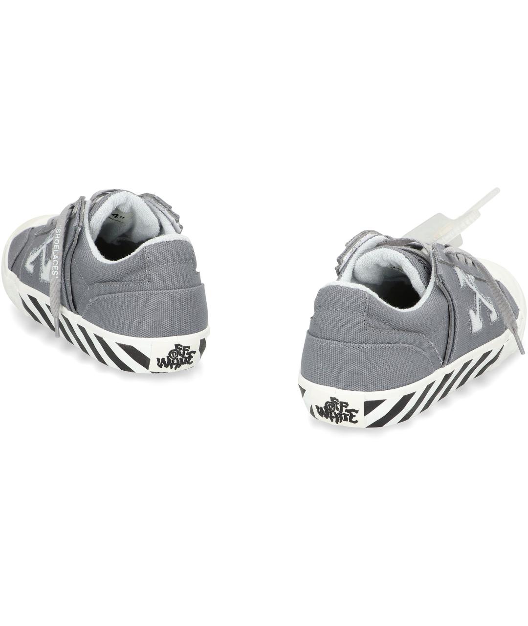 OFF-WHITE Серые текстильные низкие кроссовки / кеды, фото 4
