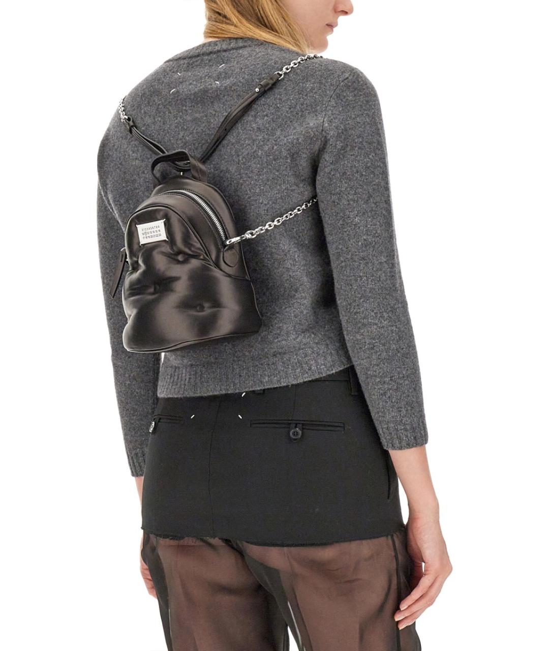 MAISON MARGIELA Черный кожаный рюкзак, фото 3