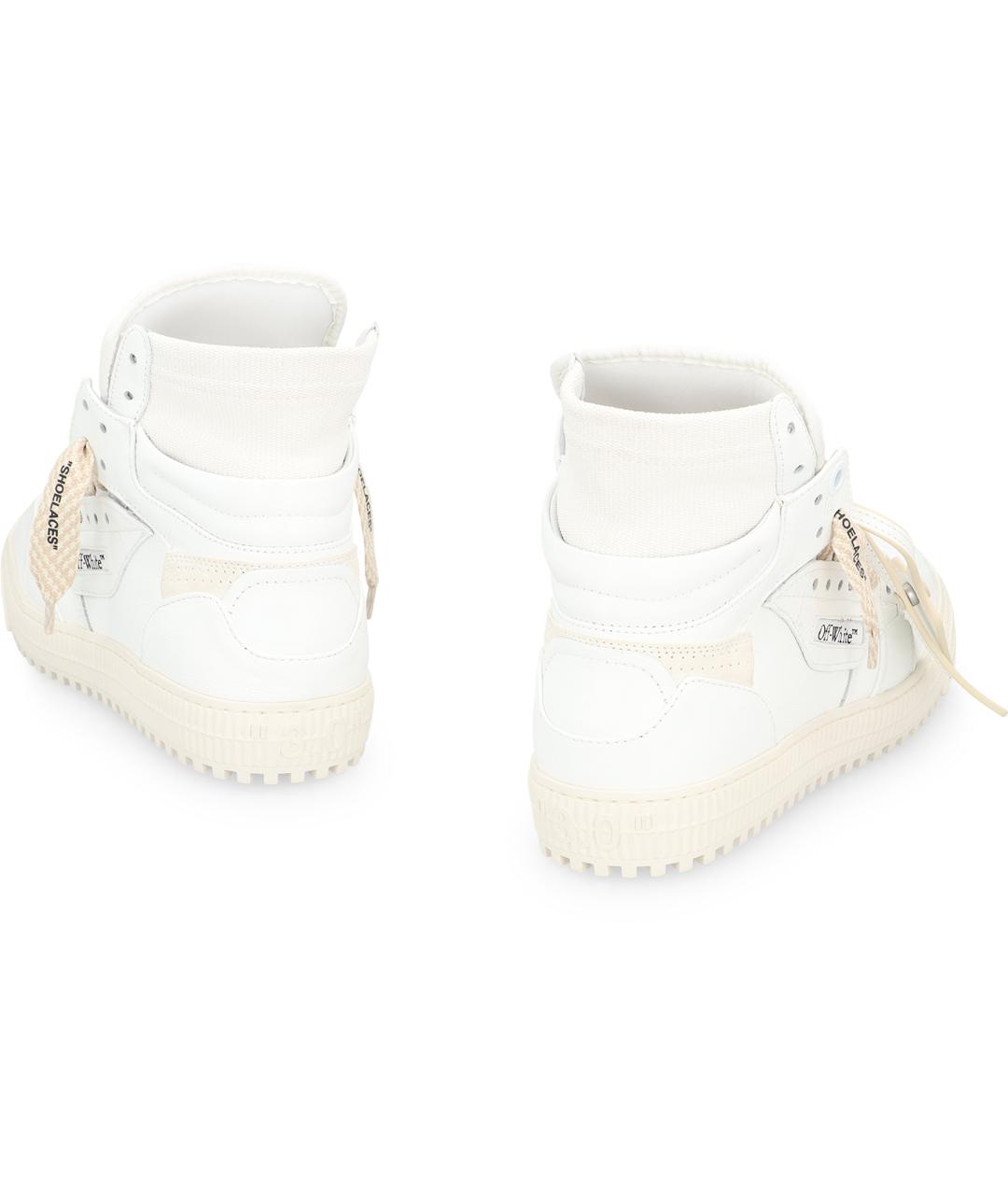 OFF-WHITE Белые кожаные высокие кроссовки / кеды, фото 4
