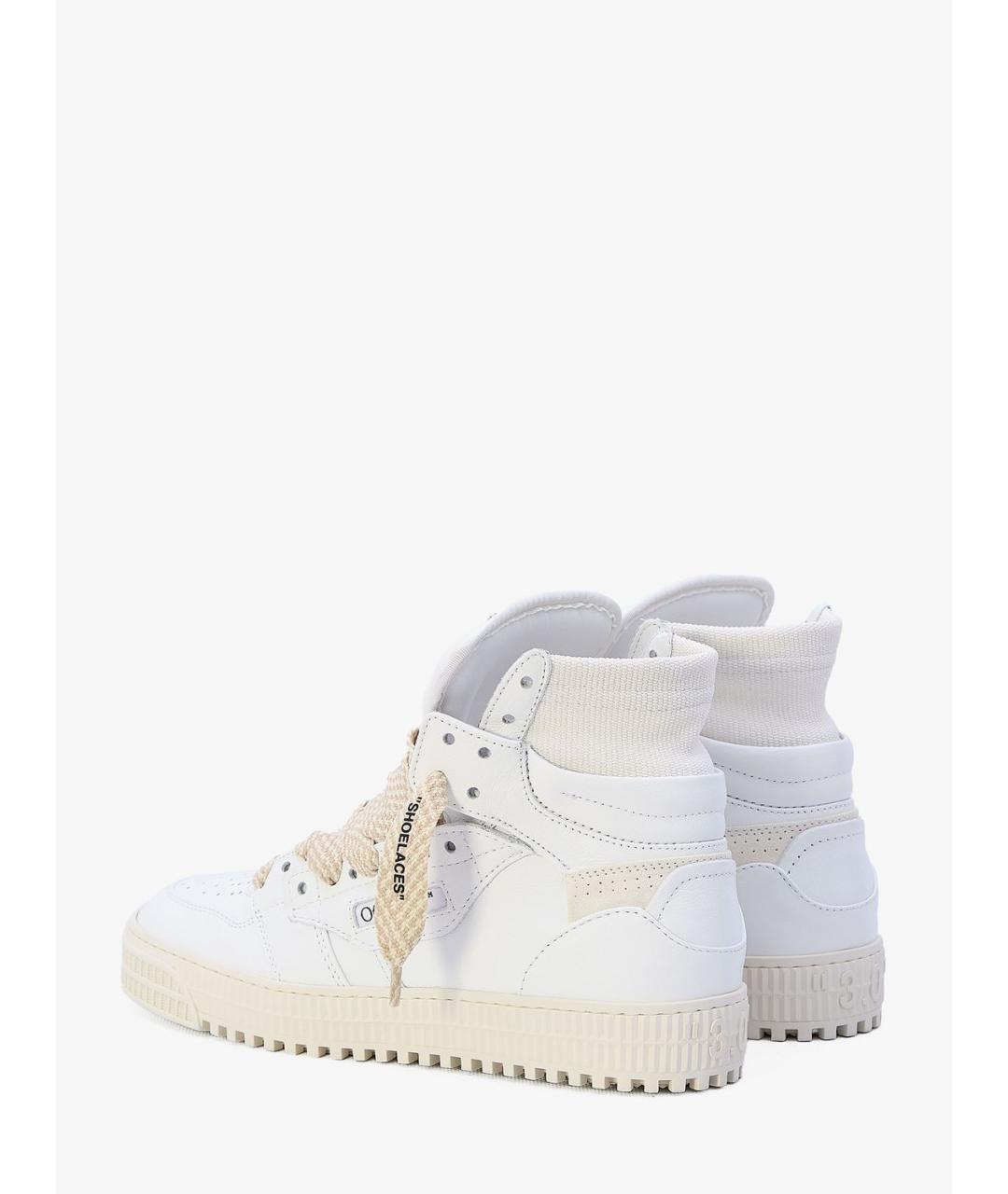OFF-WHITE Белые кожаные высокие кроссовки / кеды, фото 5